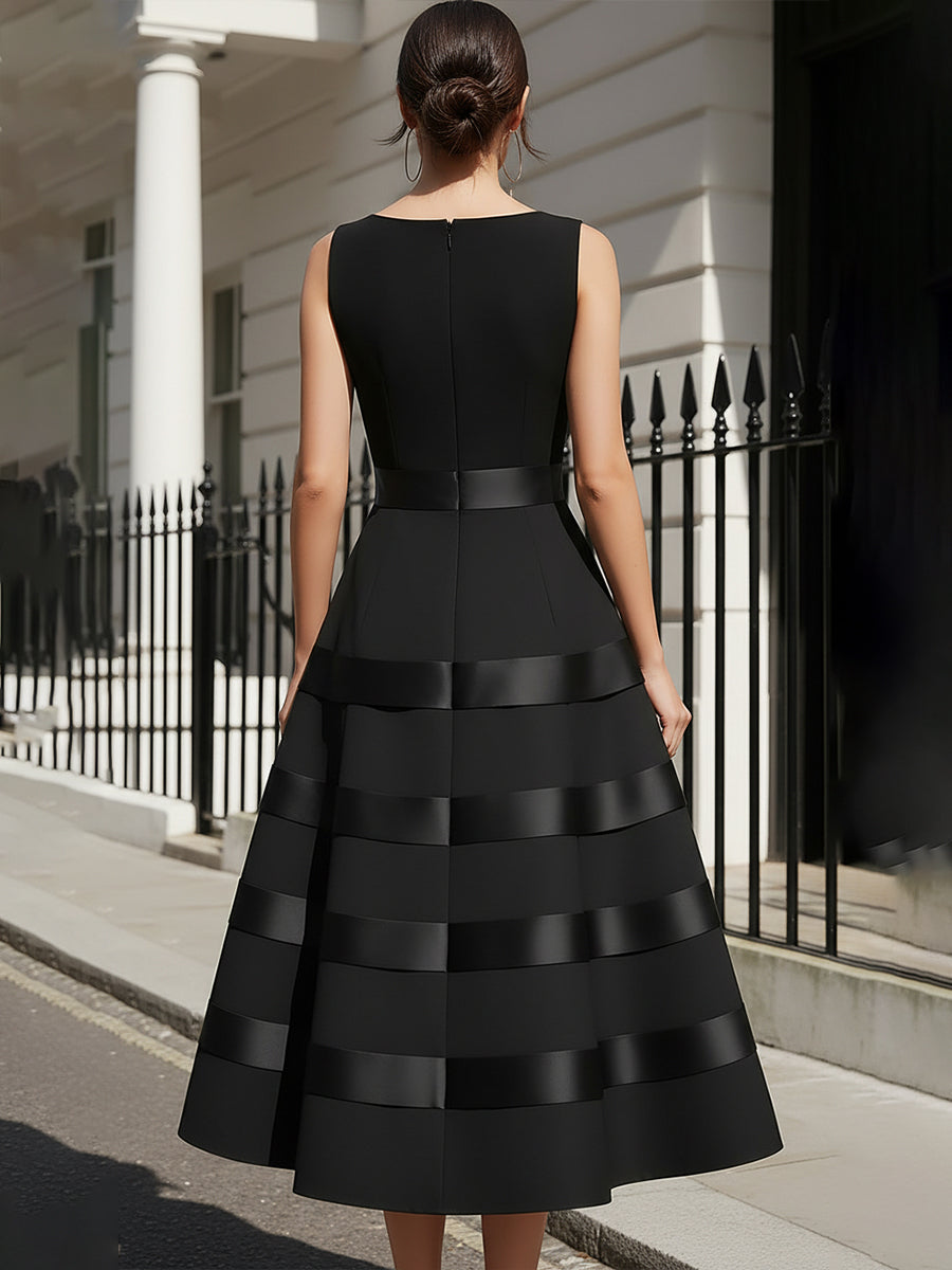 Sleeveless Tiered Midi Dress With Defined Waist