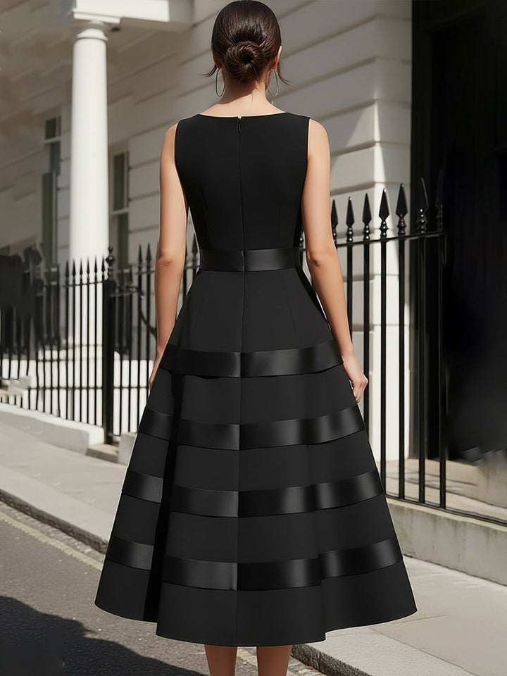 Sleeveless Tiered Midi Dress With Defined Waist