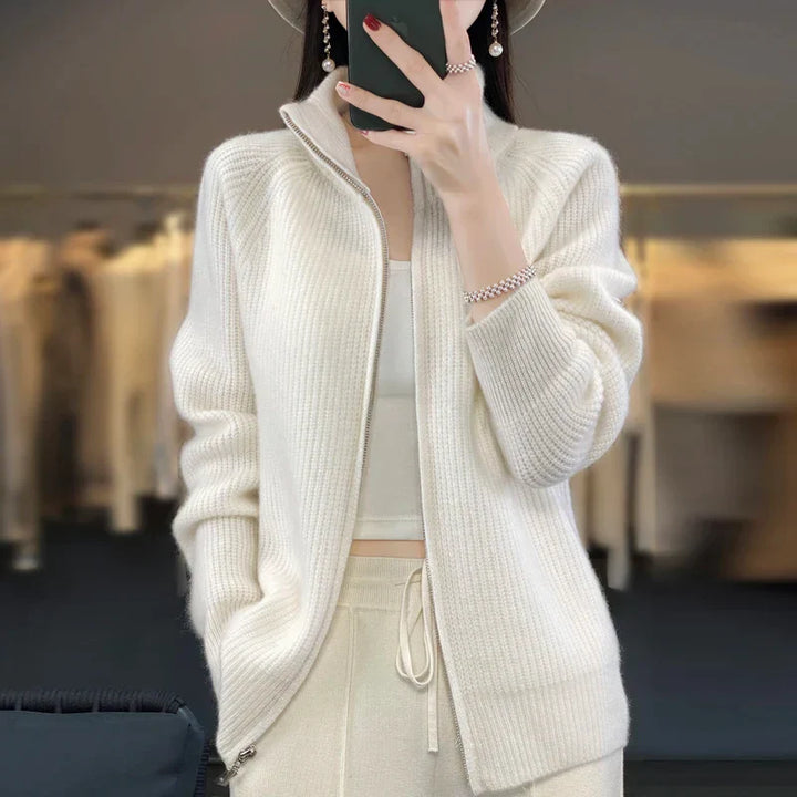 Selena Wool Zip-Up Cardigan