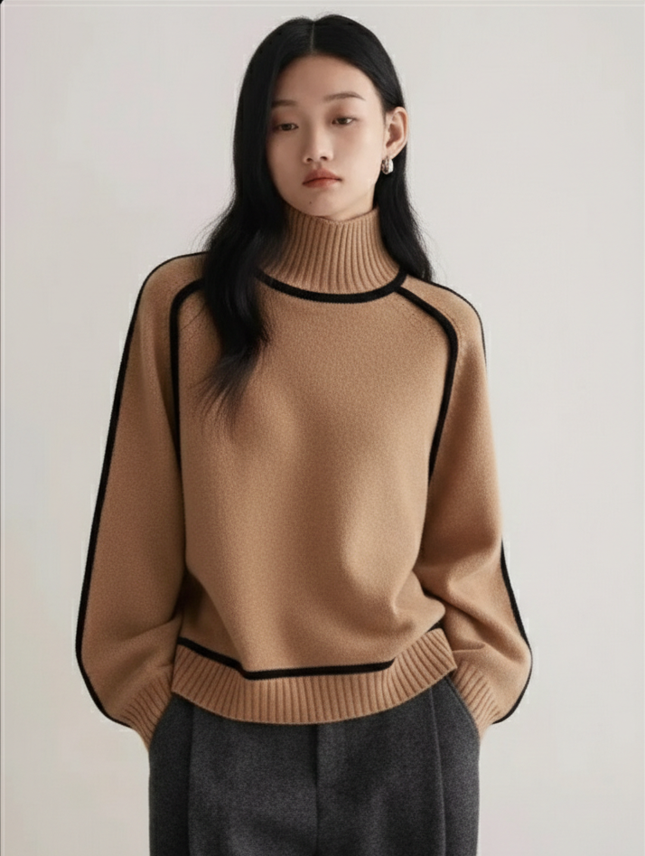 Torino Contrast Turtleneck Sweater