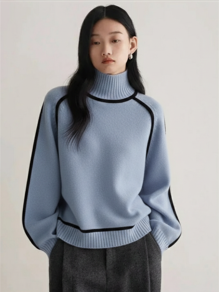 Torino Contrast Turtleneck Sweater